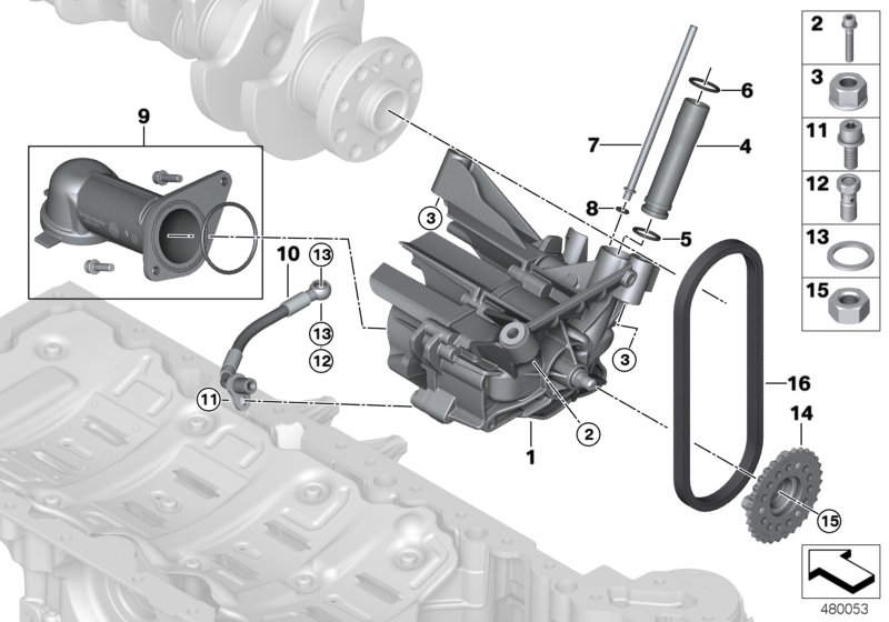Lubrication system/Oil pump with drive