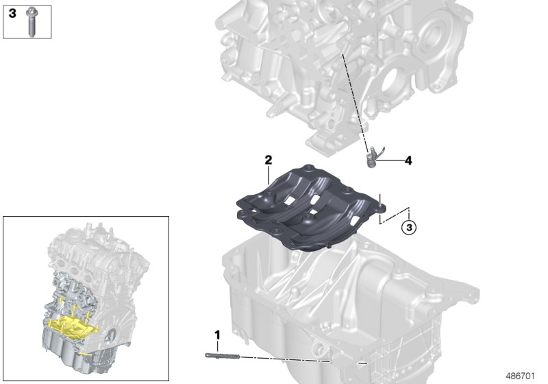 Engine block mounting parts