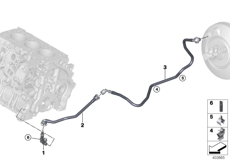 Vacuum line, brake servo