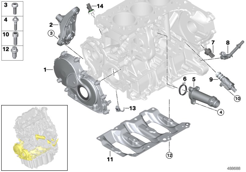 Engine block mounting parts