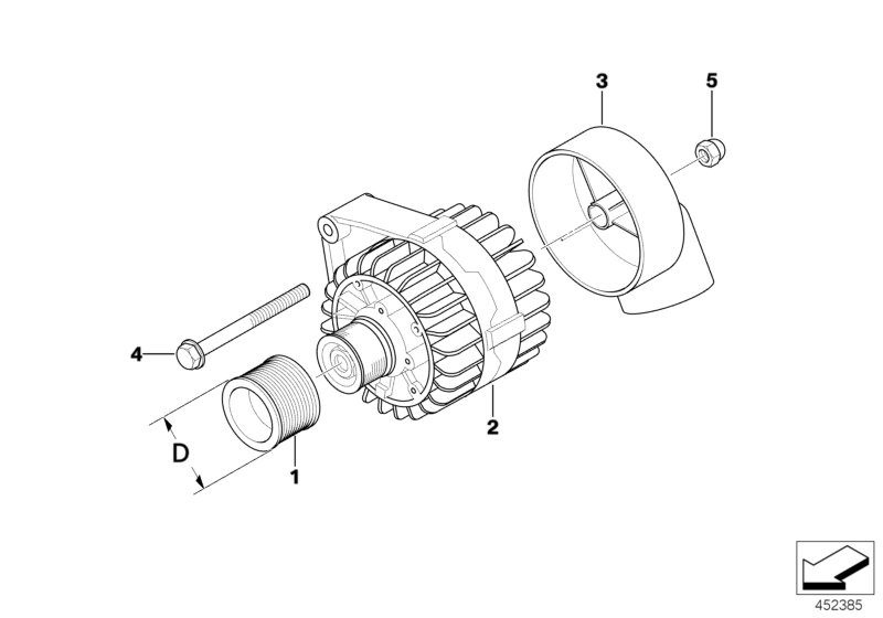 Alternator single parts, 90/110A Valeo