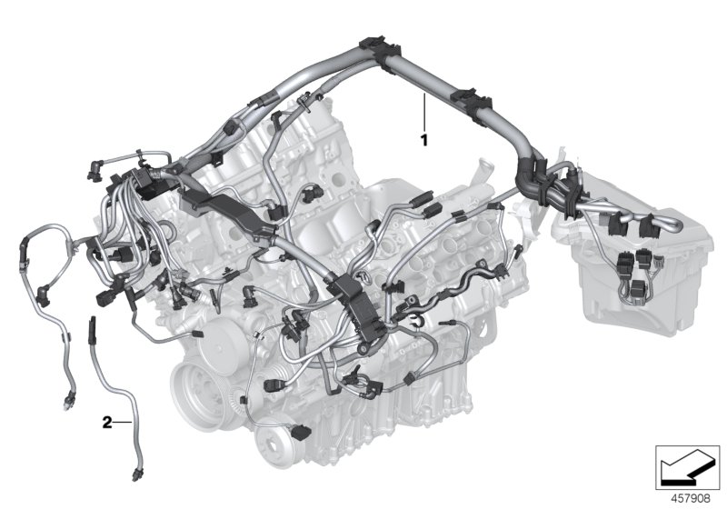 Engine wiring harness, engine module