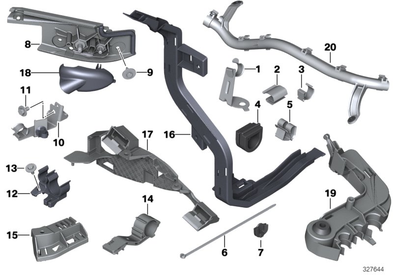 Cable harness fixings