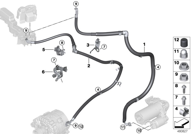 Starter cable / alternator cable