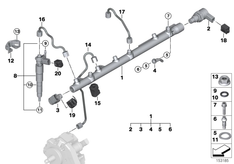 High pressure accumulator/injector/line