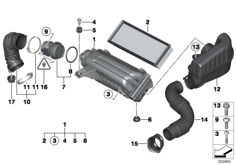 Intake silencer/Filter cartridge/HFM