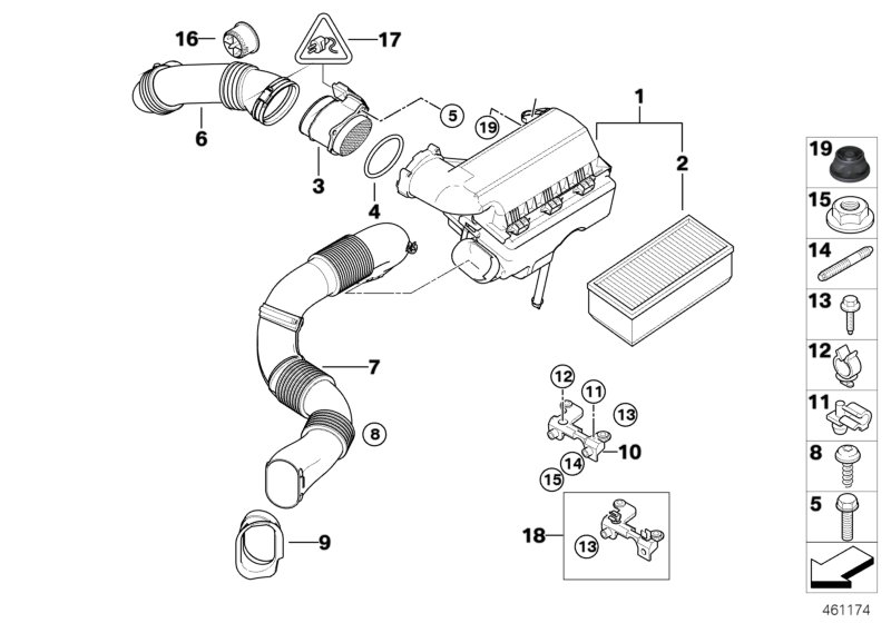 Intake silencer/Filter cartridge/HFM