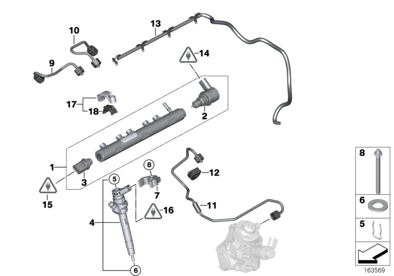 High pressure accumulator/injector/line
