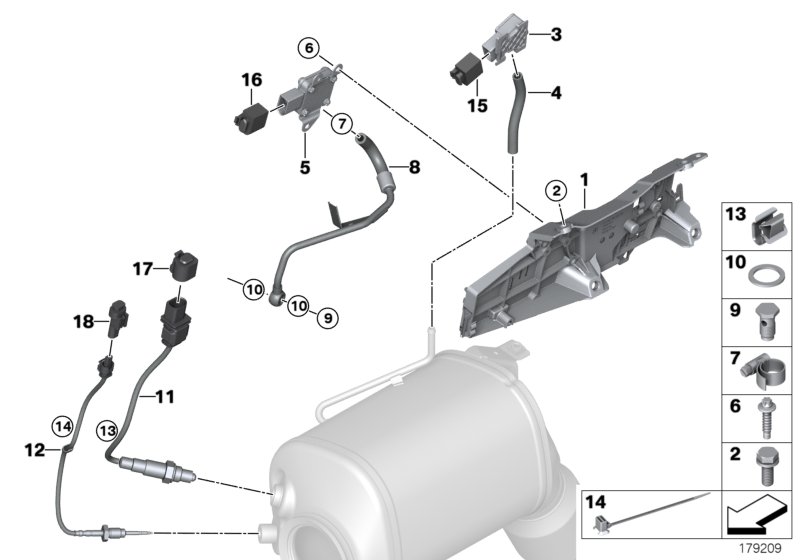 Diesel partic.filt.sens./mount.parts