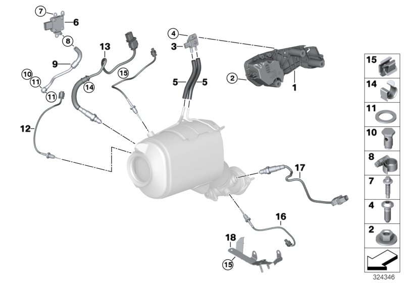 Diesel partic.filt.sens./mount.parts