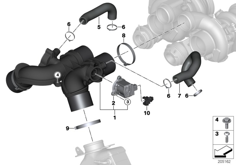 Air line, intercooler/turbocharger