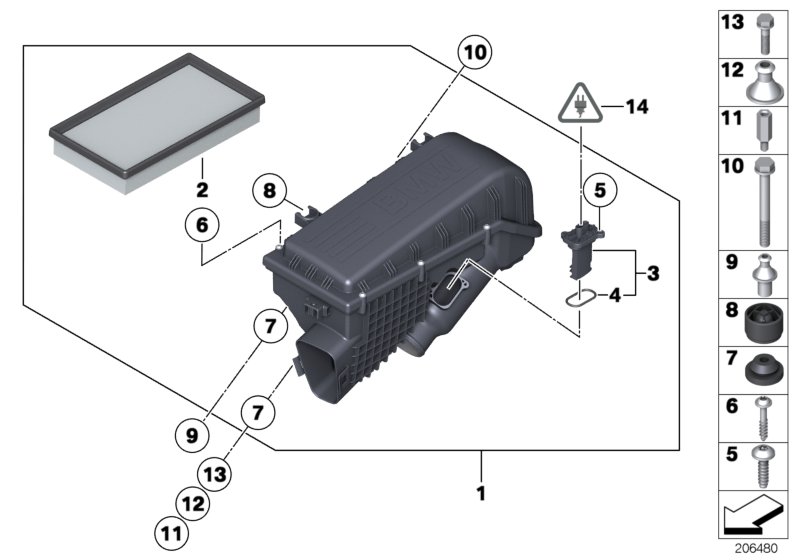 Intake silencer/Filter cartridge/HFM