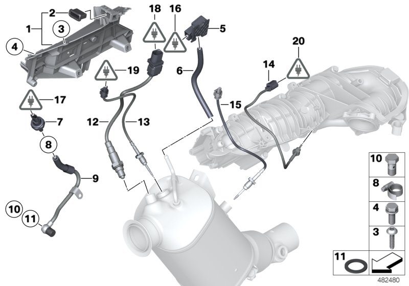 Diesel partic.filt.sens./mount.parts