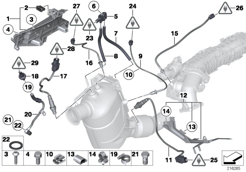 Diesel partic.filt.sens./mount.parts