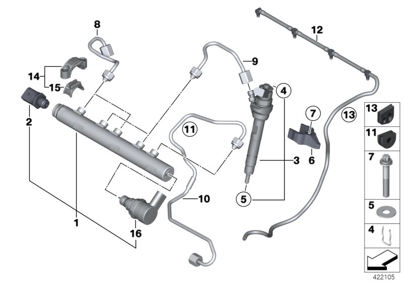 High pressure accumulator/injector/line
