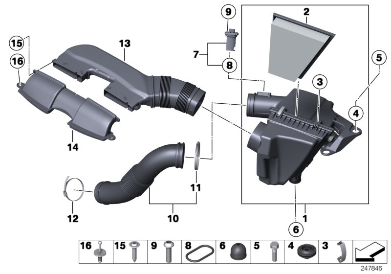 Intake silencer/Filter cartridge/HFM