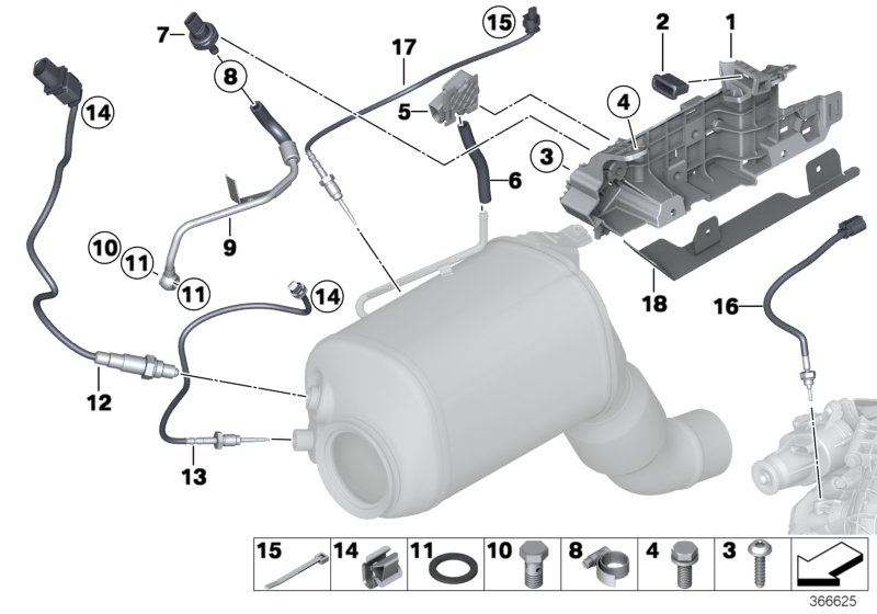 Diesel partic.filt.sens./mount.parts