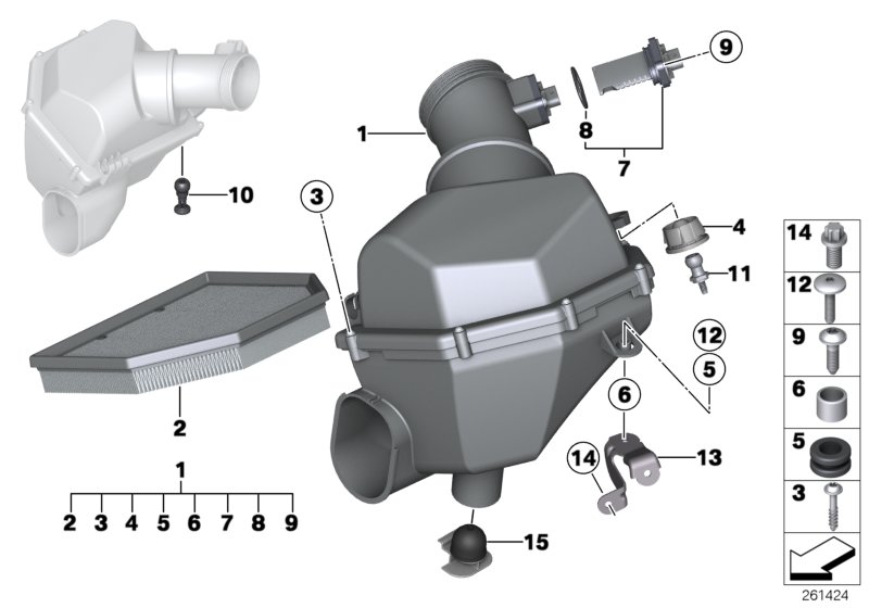 Intake silencer/Filter cartridge/HFM