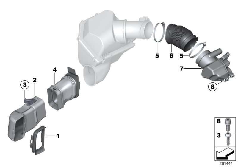 Air duct, intake silencer