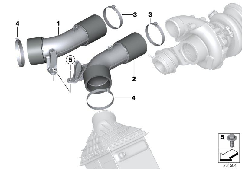 Air duct, charge air cooler-turbocharger