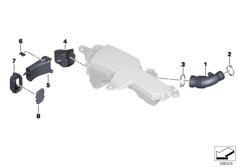 Air duct, intake silencer