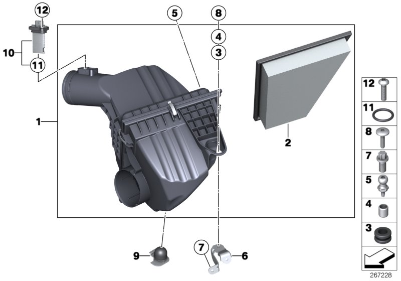 Intake silencer/Filter cartridge/HFM