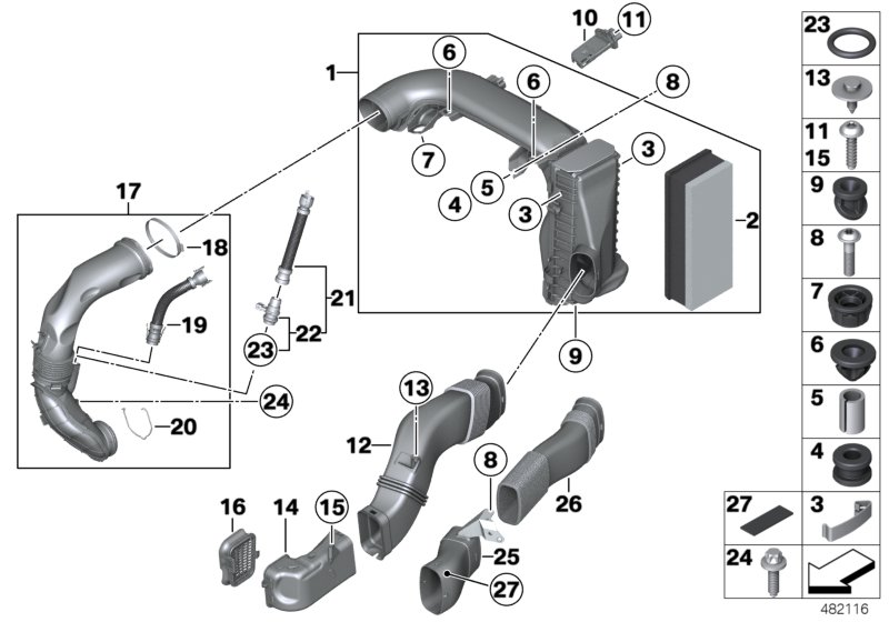 Intake silencer/Filter cartridge/HFM