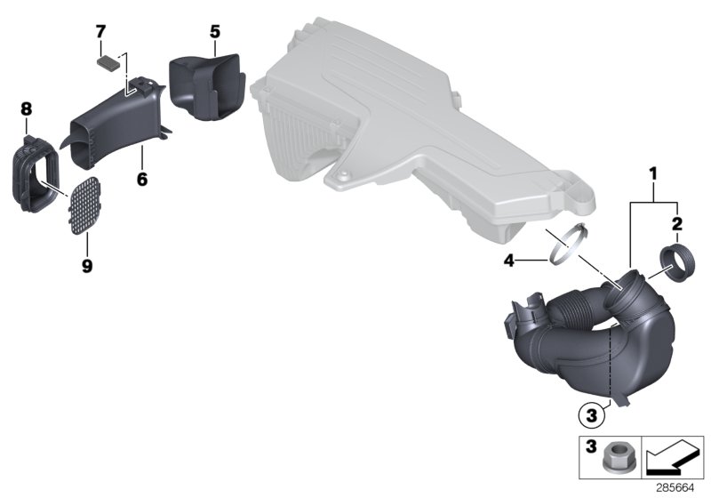 Air duct, intake silencer