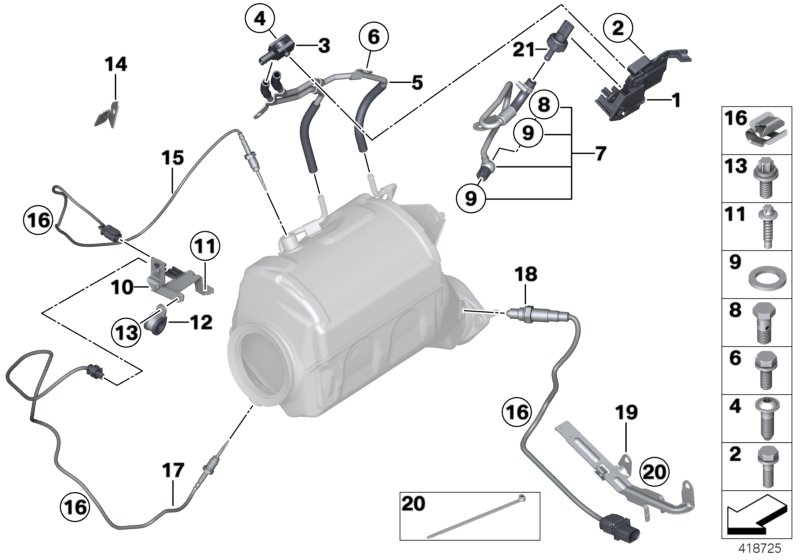 Diesel partic.filt.sens./mount.parts