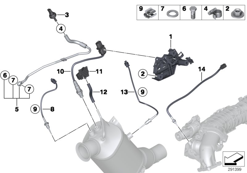 Diesel partic.filt.sens./mount.parts