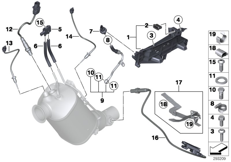 Diesel partic.filt.sens./mount.parts