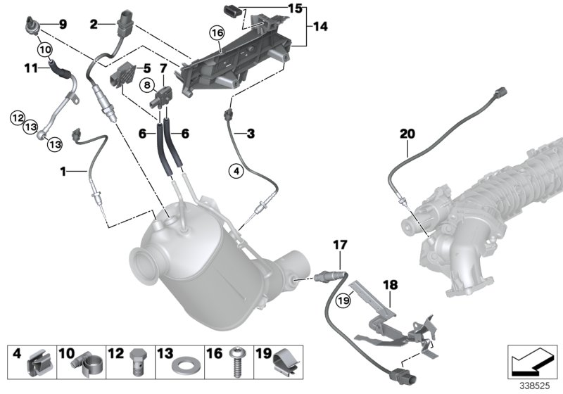 Diesel partic.filt.sens./mount.parts