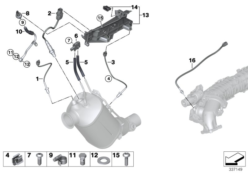 Diesel partic.filt.sens./mount.parts