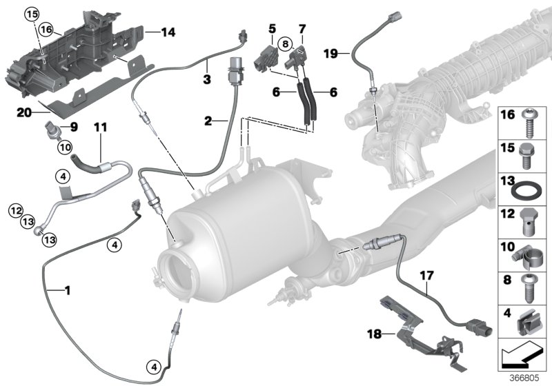Diesel partic.filt.sens./mount.parts