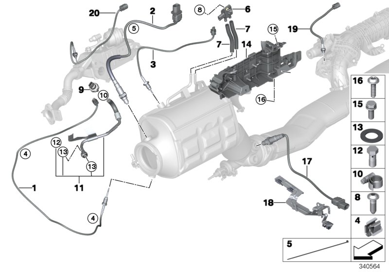 Diesel partic.filt.sens./mount.parts