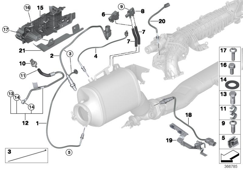 Diesel partic.filt.sens./mount.parts