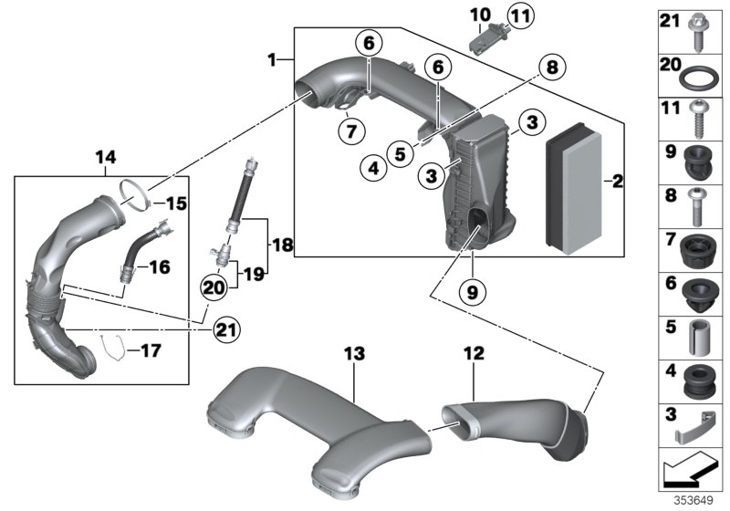 Intake silencer/Filter cartridge/HFM
