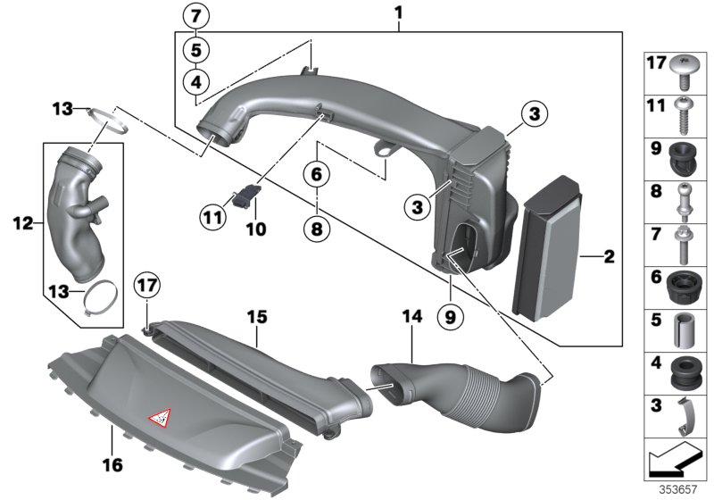 Intake silencer/Filter cartridge/HFM