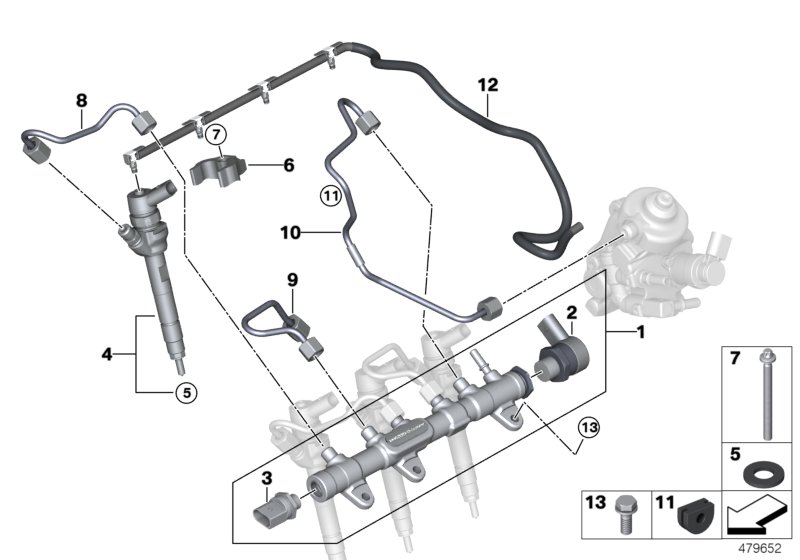 High pressure accumulator/injector/line