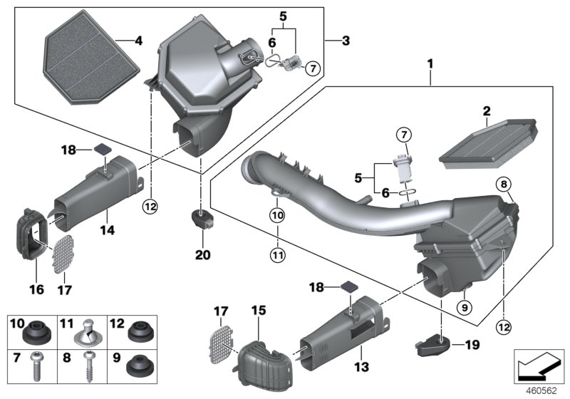 Intake silencer/Filter cartridge/HFM