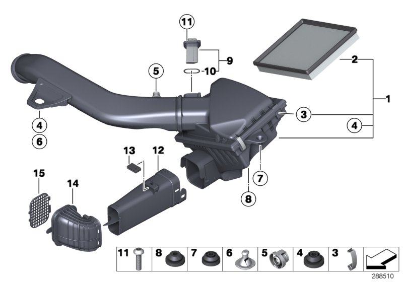 Intake silencer/Filter cartridge/HFM