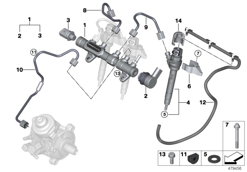 High pressure accumulator/injector/line