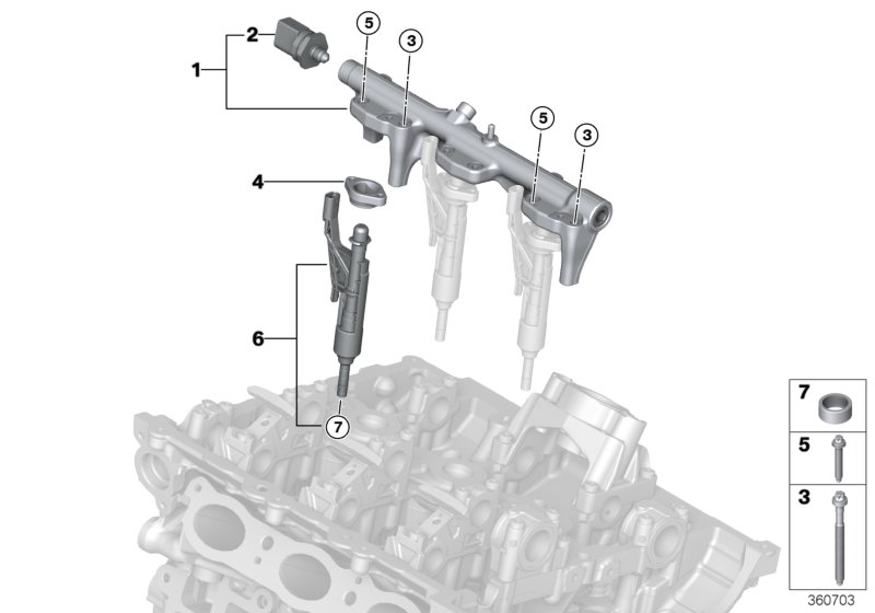 High-pressure rail / injector