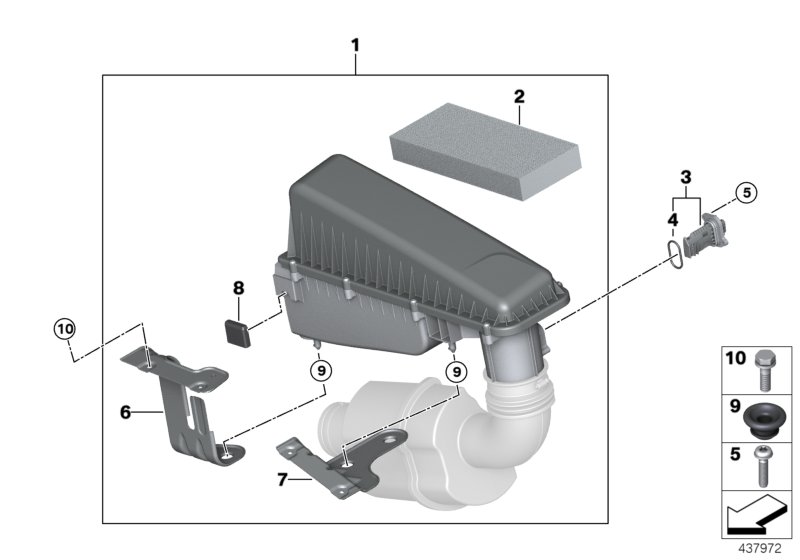 Intake silencer/Filter cartridge/HFM