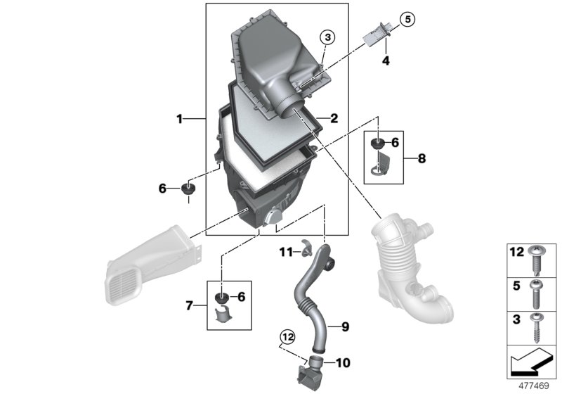Intake silencer/Filter cartridge/HFM