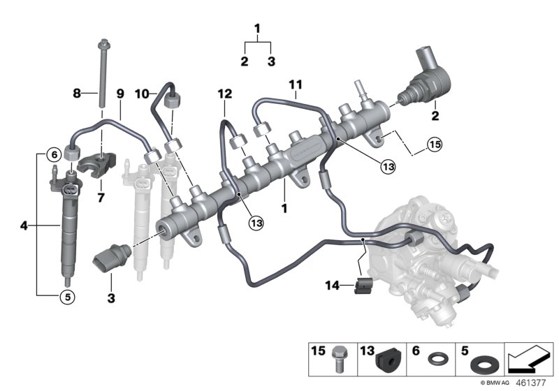 High pressure accumulator/injector/line