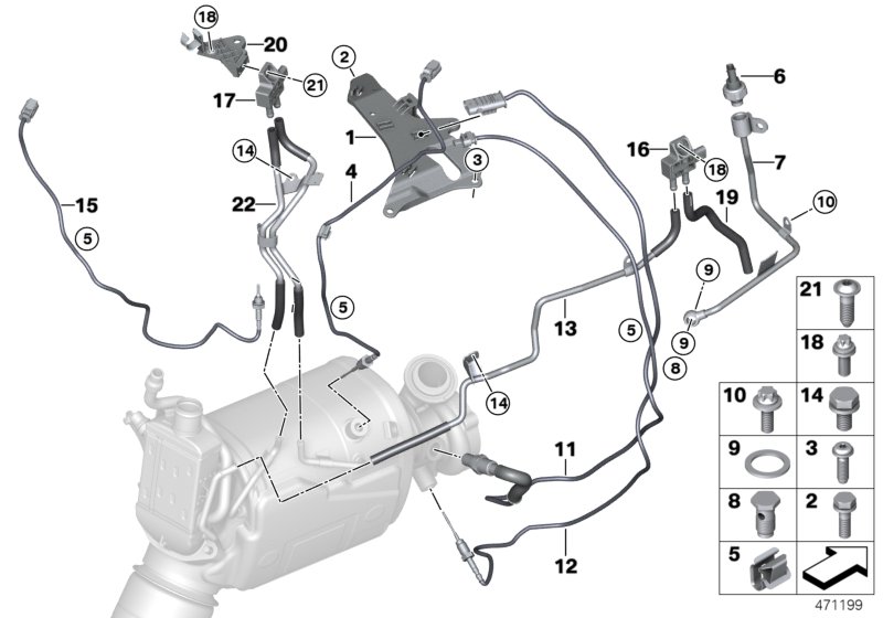 Diesel partic.filt.sens./mount.parts