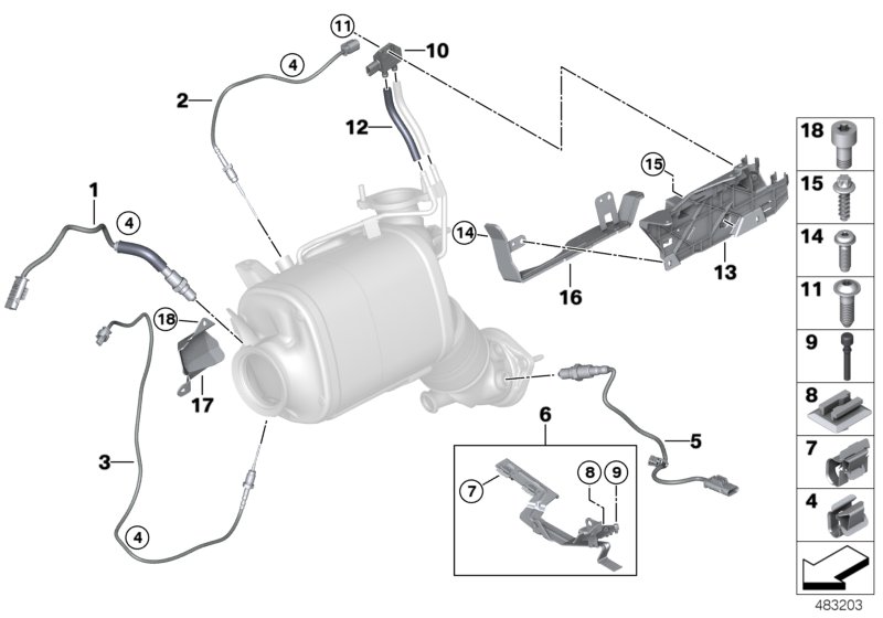 Diesel partic.filt.sens./mount.parts