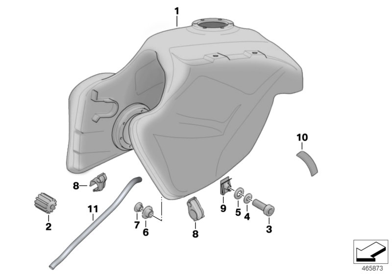 Fuel tank/attaching parts