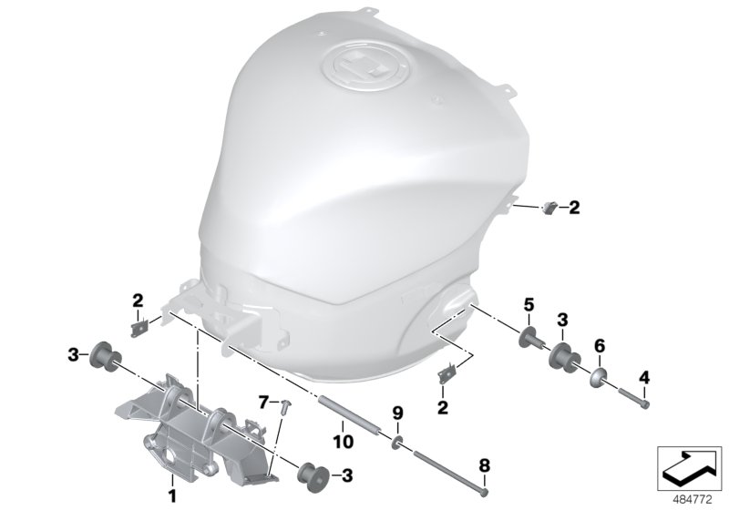 Fuel tank, fastening parts